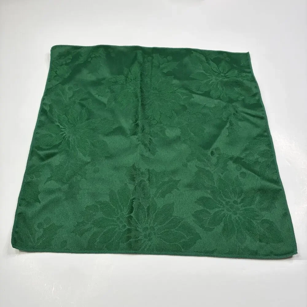 Set of 4 Fabric Napkins Green Jacquard Floral 13.7